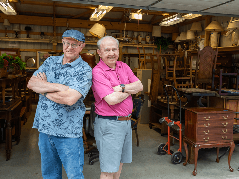 Cokesbury Village residents volunteer by fixing furniture.